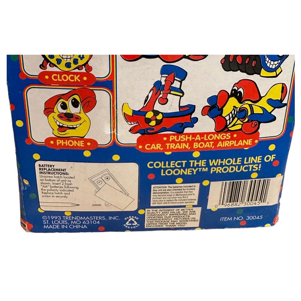 1993‎ Trendmasters Toy LOONEY PUSH-A-LONG AIRPLANE UNTESTED / AS IS Vintage - Picture 5 of 9